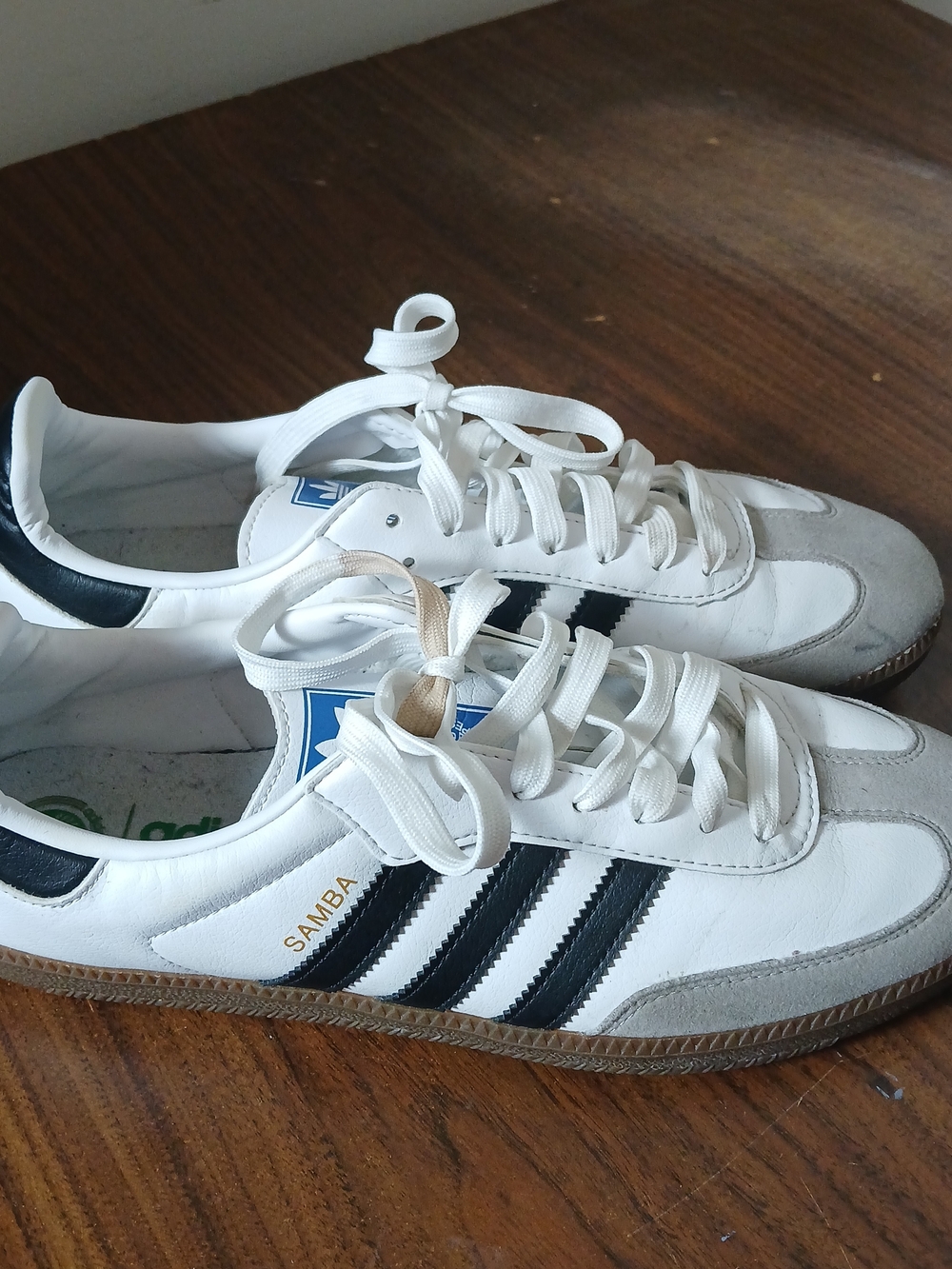 adidas White and Black Samba Leather Sneakers Men's 12